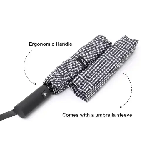 Nollia Windproof Automatic Travel Umbrella, Compact Portable with Reinforced Ribs for Sun & Rain - 4