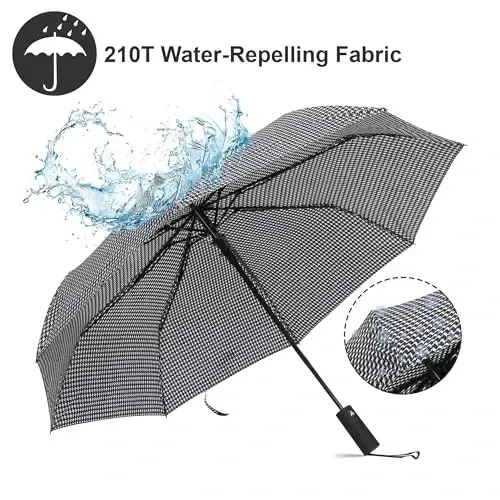 Nollia Windproof Automatic Travel Umbrella, Compact Portable with Reinforced Ribs for Sun & Rain - 5