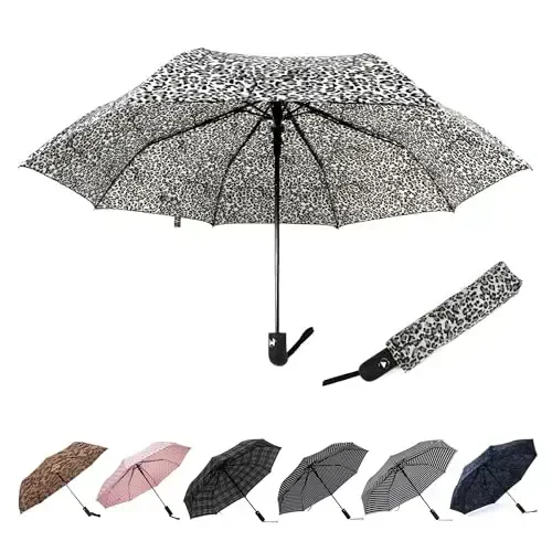 Nollia Windproof Automatic Travel Umbrella, Compact Portable with Reinforced Ribs for Sun & Rain 
