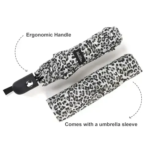 Nollia Windproof Automatic Travel Umbrella, Compact Portable with Reinforced Ribs for Sun & Rain - 4