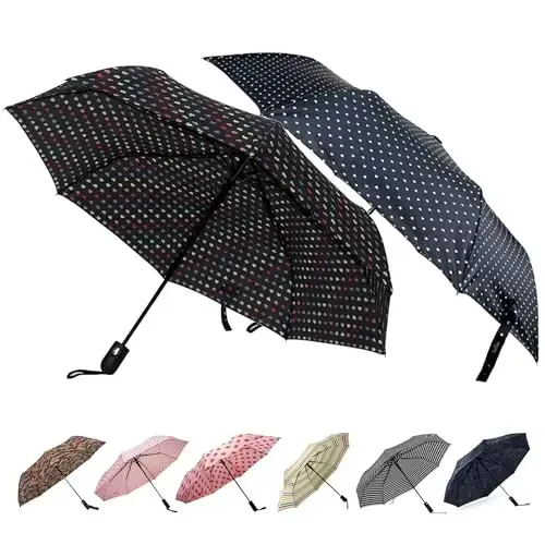 Nollia Windproof Automatic Travel Umbrella, Compact Portable with Reinforced Ribs for Sun & Rain 