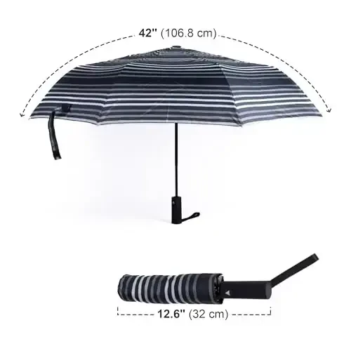 Nollia Windproof Automatic Travel Umbrella, Compact Portable with Reinforced Ribs for Sun & Rain - 5