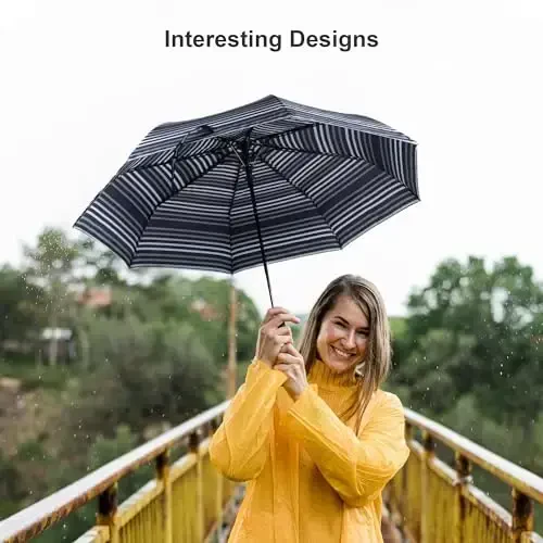 Nollia Windproof Automatic Travel Umbrella, Compact Portable with Reinforced Ribs for Sun & Rain - 6