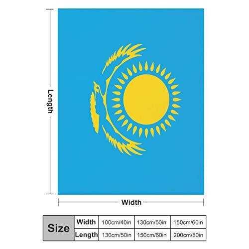 NOLYXICI Kazakhstan Flag Throw Blanket Soft Flannel Printed Pattern Decorative Blankets for Bed Sofa - 2