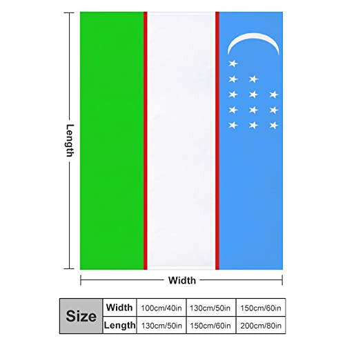 NOLYXICI Uzbekistan Flag Throw Blanket Soft Flannel Printed Pattern Decorative Blankets for Bed Sofa - 2