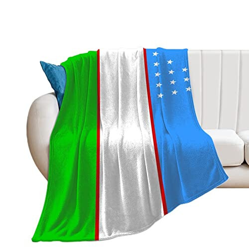 NOLYXICI Uzbekistan Flag Throw Blanket Soft Flannel Printed Pattern Decorative Blankets for Bed Sofa - 1