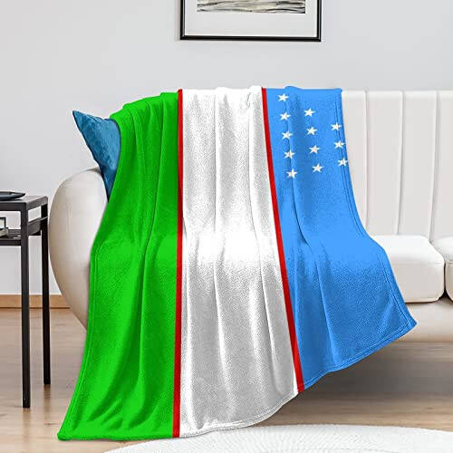 NOLYXICI Uzbekistan Flag Throw Blanket Soft Flannel Printed Pattern Decorative Blankets for Bed Sofa - 7