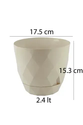 Номер 3 Большой Размер 4 Штуки Пластиковый Горшок с Блюдцем с Рисунком Пахлавы Yakamoz 2,4 Л-Бежевый - 3