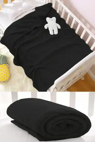 Nomi Baby Blanket Black Newborn Baby Crib Stroller Swaddle Plush Blanket 100x120 Cm-Black - 1