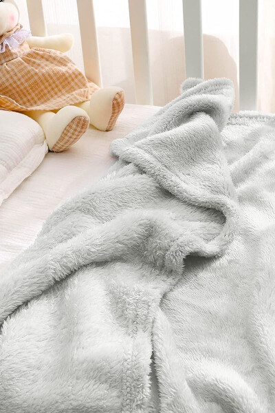 Nomi Baby Blanket Grey Newborn Baby Crib Stroller Swaddle Plush Blanket 100x120 Cm - 13