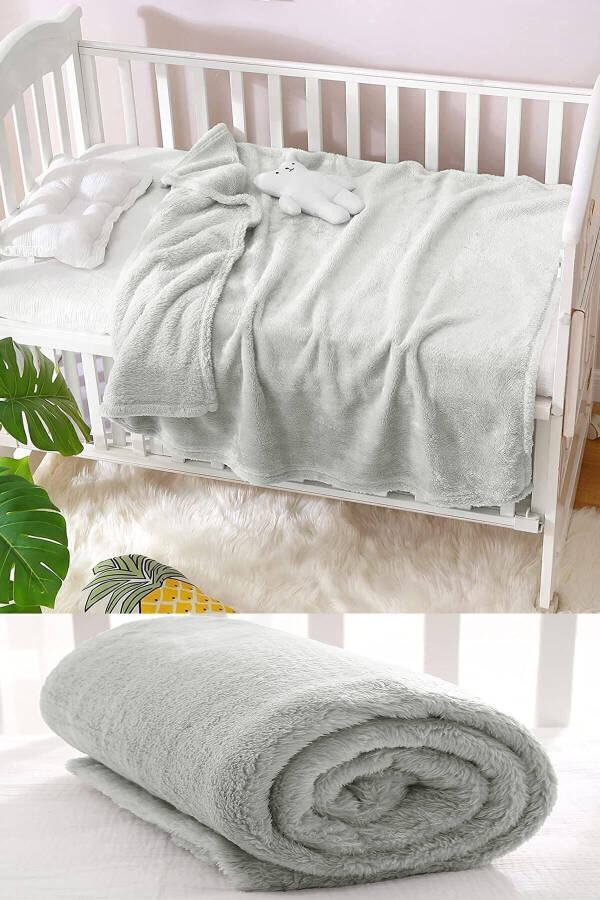 Nomi Baby Blanket Grey Newborn Baby Crib Stroller Swaddle Plush Blanket 100x120 Cm - 1