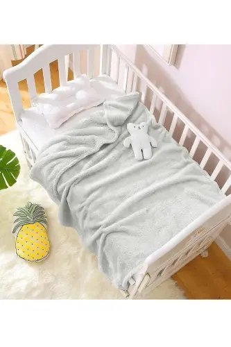 Nomi Baby Blanket Grey Newborn Baby Crib Stroller Swaddle Plush Blanket 100x120 Cm - GREY - 7