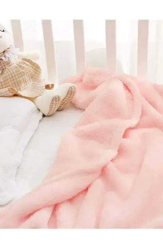 Nomi Baby Blanket Pink Newborn Baby Crib Stroller Swaddle Plush Blanket 100x120 Cm-PINK - 3