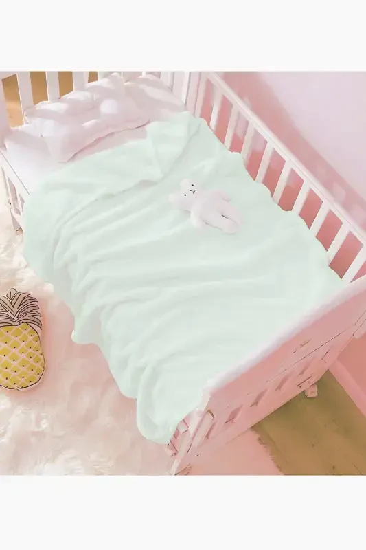 Nomi Baby Blanket White Newborn Baby Crib Stroller Swaddle Plush Blanket 100x120 Cm-WHITE - 2