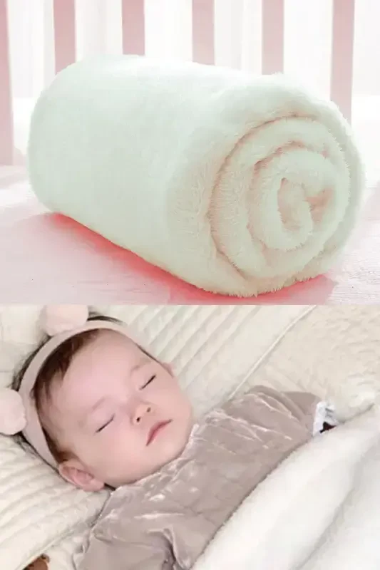 Nomi Baby Blanket White Newborn Baby Crib Stroller Swaddle Plush Blanket 100x120 Cm-WHITE - 3