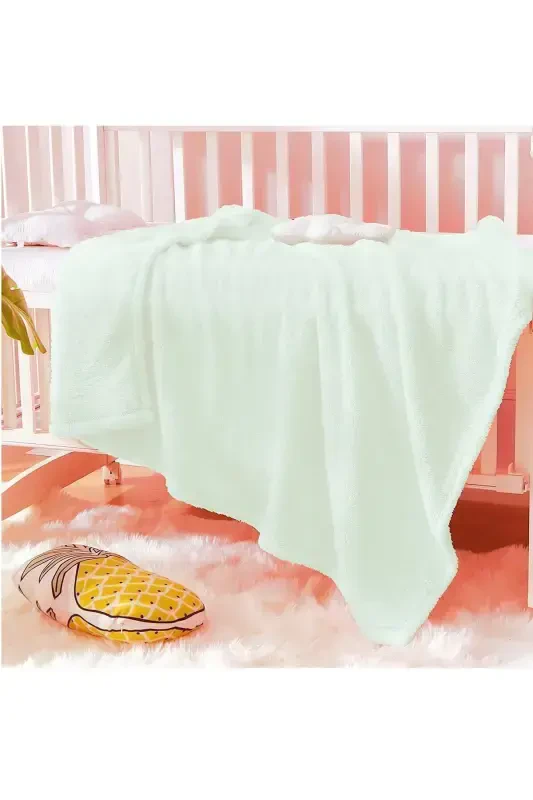 Nomi Baby Blanket White Newborn Baby Crib Stroller Swaddle Plush Blanket 100x120 Cm-WHITE - 7