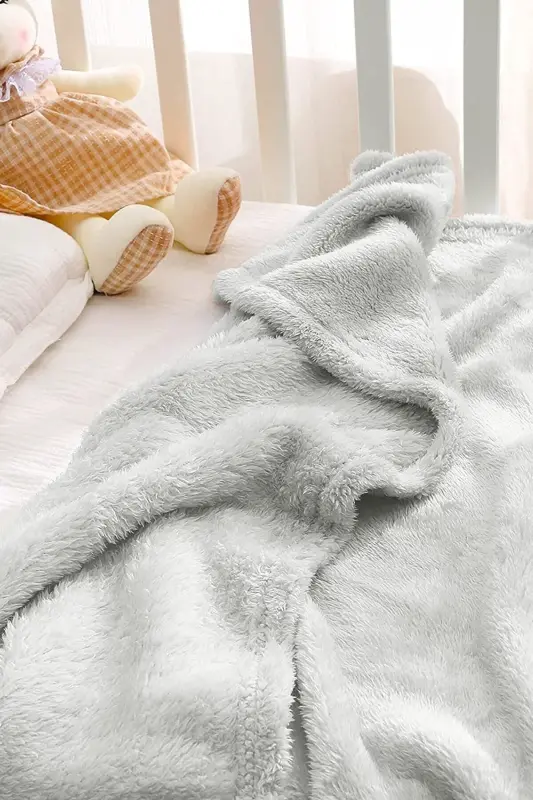 Nomi Bebek Battaniyesi Gri Yeni Doğan Bebek Beşik Puset Kundak Peluş Battaniye 100x120 Cm - GRİ - 6