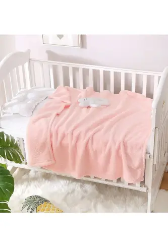 Nomi Bebek Battaniyesi Pembe Yeni Doğan Bebek Beşik Puset Kundak Peluş Battaniye 100x120 Cm - PEMBE - 7