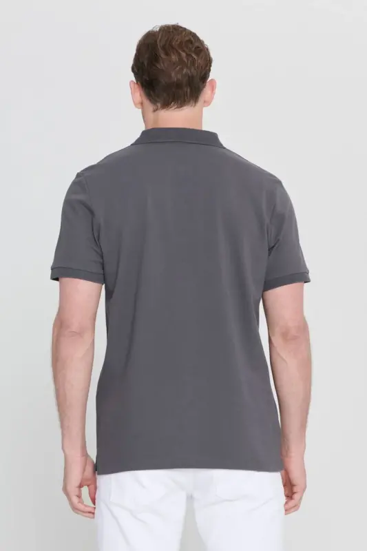 Non-Curl Pique Polo Collar Men's Anthracite T-Shirt - anthracite - 6