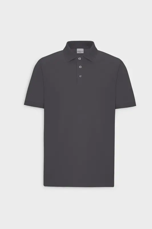 Non-Curl Pique Polo Collar Men's Anthracite T-Shirt - anthracite - 7