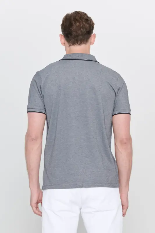 Non-iron Cotton Fabric Slim Fit Narrow Cut Non-Curling Polo Neck T-Shirt - 10