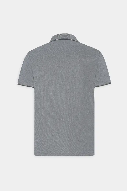 Non-iron Cotton Fabric Slim Fit Narrow Cut Non-Curling Polo Neck T-Shirt - 14