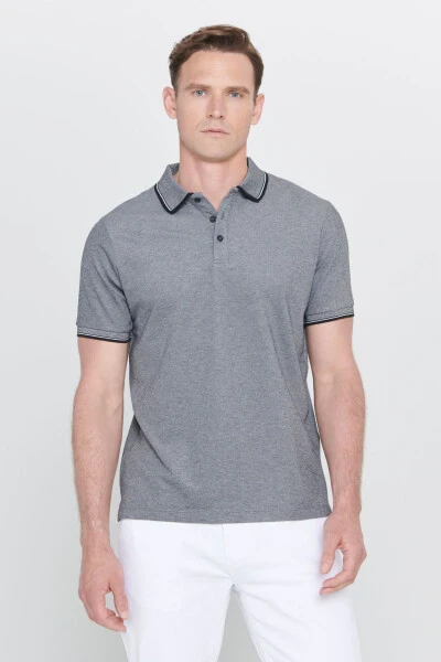 Non-iron Cotton Fabric Slim Fit Narrow Cut Non-Curling Polo Neck T-Shirt - MODAZONE