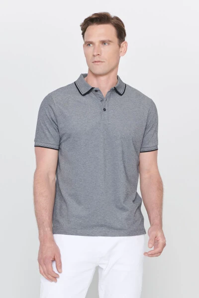 Non-iron Cotton Fabric Slim Fit Narrow Cut Non-Curling Polo Neck T-Shirt - 3