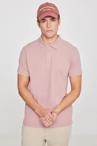 Non-Iron Pique Polo Collar Men's Rose Pink T-Shirt - Pink - 3