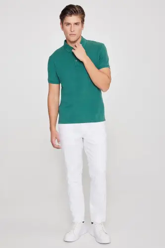 Non-Roll Pique Polo Collar Men's Dark Green T-Shirt - Dark Green - 3