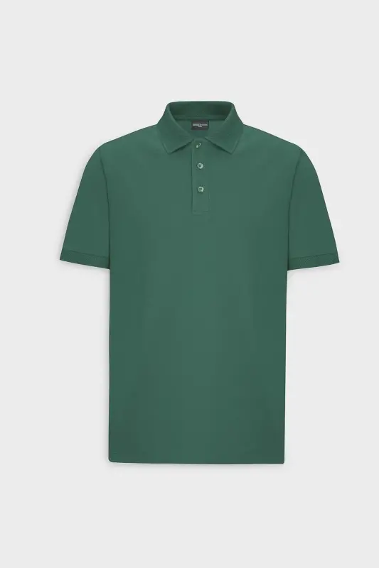 Non-Roll Pique Polo Collar Men's Dark Green T-Shirt - Dark Green - 7