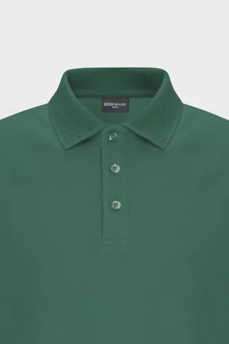 Non-Roll Pique Polo Collar Men's Dark Green T-Shirt - Dark Green - 8
