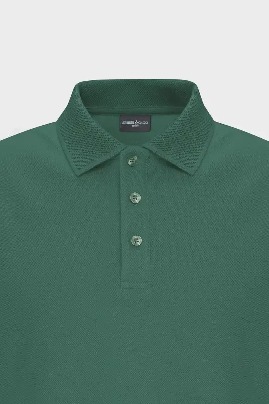Non-Roll Pique Polo Collar Men's Dark Green T-Shirt - Dark Green - 8