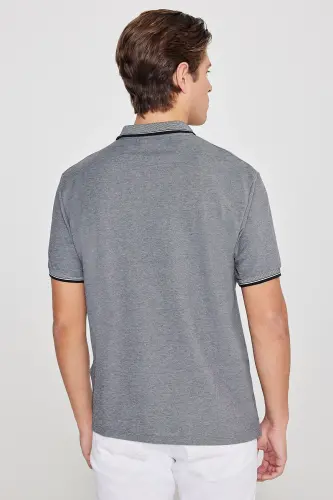 Non-Shrink Cotton Fabric Regular Fit Comfort Cut Black Wrinkle-Resistant Polo Collar Pocketed T-Shirt - 8