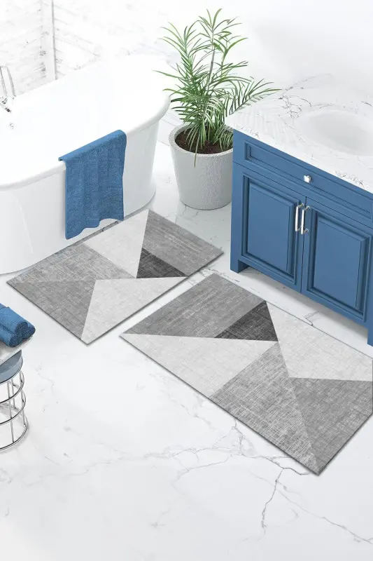 Non-Slip Backing Washable 2-Piece Set Bath Rug Bath Mat Toilet Set (1)-priamit - 1