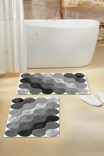 Non-Slip Backing Washable 2-Piece Set Bathroom Rug Bath Mat Toilet Seat Cover (23)-drop 