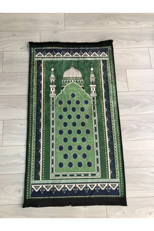 Non-Slip Base Machine Washable Digital Printed Prayer Rug 70x120cm-Green - YTR HOME