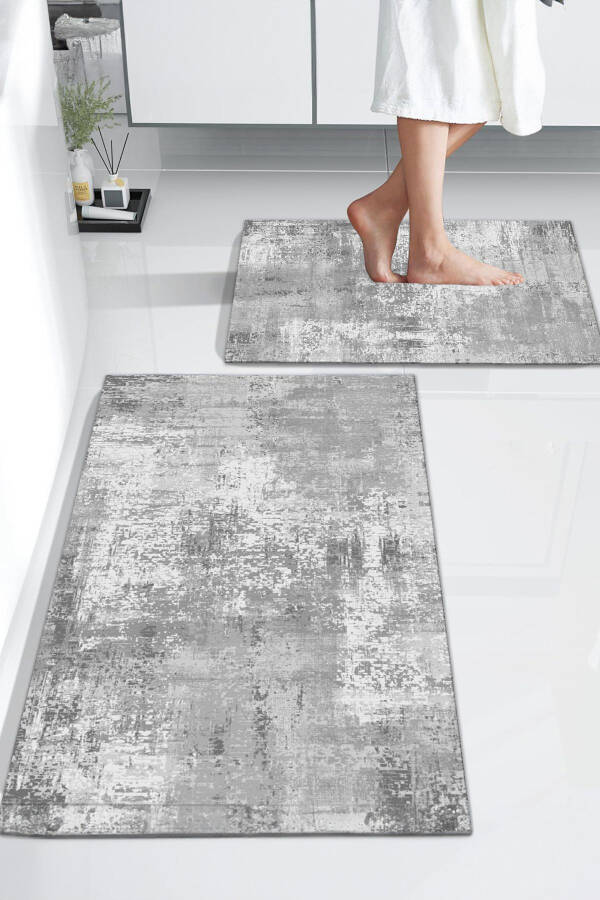 Non-Slip Base Washable 2-Piece Set Bath Mat Bathroom Rug Toilet Set (5) - 1