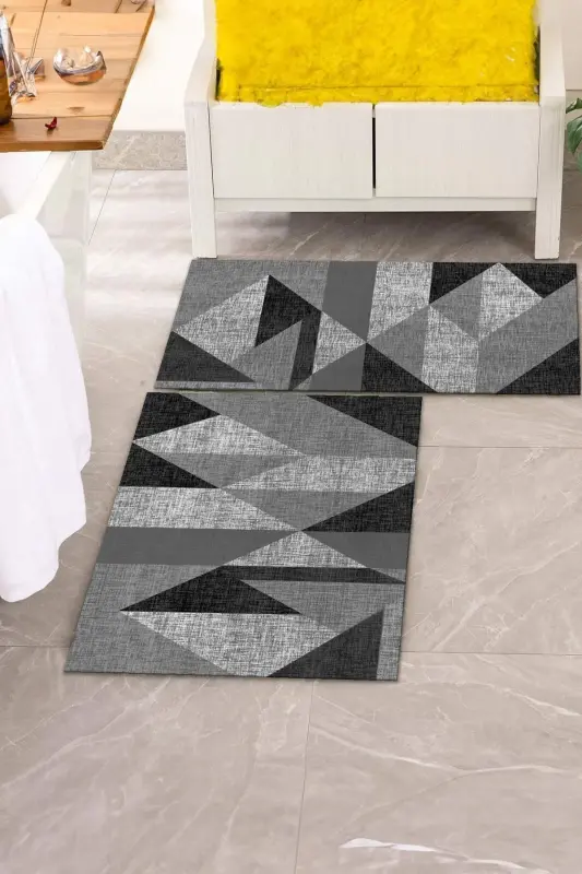 Non-Slip Base Washable 2-Piece Set Bath Rug Bath Mat Toilet Set (1)-pyramid - 1