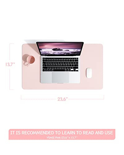 Non-Slip Desk Pad, Mouse Pad, Waterproof PVC Leather Desk Table Protector, Ultra Thin Large Desk Blotter, Easy Clean Laptop Desk Writing Mat for Office Work/Home/Decor (Pink, 23.6