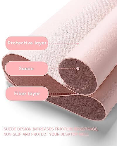 Non-Slip Desk Pad, Mouse Pad, Waterproof PVC Leather Desk Table Protector, Ultra Thin Large Desk Blotter, Easy Clean Laptop Desk Writing Mat for Office Work/Home/Decor (Pink, 23.6