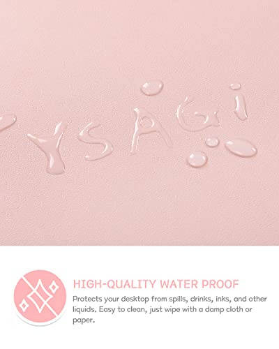 Non-Slip Desk Pad, Mouse Pad, Waterproof PVC Leather Desk Table Protector, Ultra Thin Large Desk Blotter, Easy Clean Laptop Desk Writing Mat for Office Work/Home/Decor (Pink, 23.6