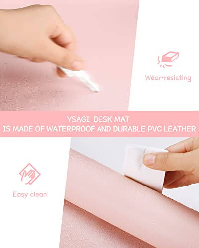 Non-Slip Desk Pad, Mouse Pad, Waterproof PVC Leather Desk Table Protector, Ultra Thin Large Desk Blotter, Easy Clean Laptop Desk Writing Mat for Office Work/Home/Decor (Pink, 23.6