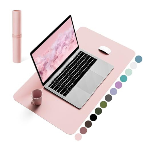 Non-Slip Desk Pad, Mouse Pad, Waterproof PVC Leather Desk Table Protector, Ultra Thin Large Desk Blotter, Easy Clean Laptop Desk Writing Mat for Office Work/Home/Decor (Pink, 23.6