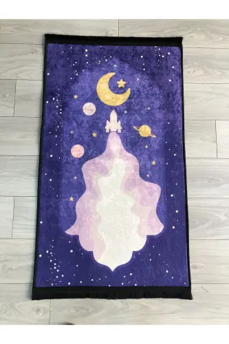 Non-Slip Machine Washable Digital Printed Prayer Rug 70x120cm-Blue 