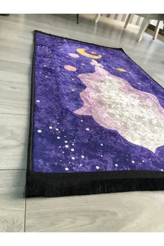 Non-Slip Machine Washable Digital Printed Prayer Rug 70x120cm-Blue - YTR HOME (1)