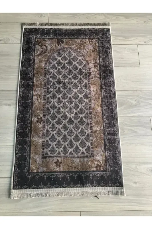 Non-Slip Machine Washable Digital Printed Prayer Rug 70x120cm-Dark Gray - 1