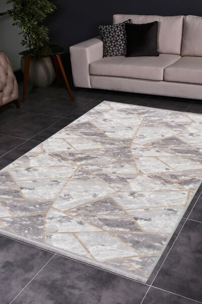 Non-Slip Marble Pattern Slim Long Cleanable Stylish Roll Cut Gel Rug - ASLAN HOME