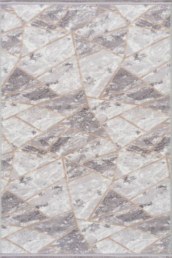 Non-Slip Marble Pattern Slim Long Cleanable Stylish Roll Cut Gel Rug - 2
