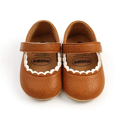 Non-Slip Soft Sole Chaqaloq Qizlar uchun Mary Jane Flats poyabzali Yangi tug'ilgan chaqaloqlar uchun malika ko'ylak poyabzali Birinchi yurish poyabzali - 6